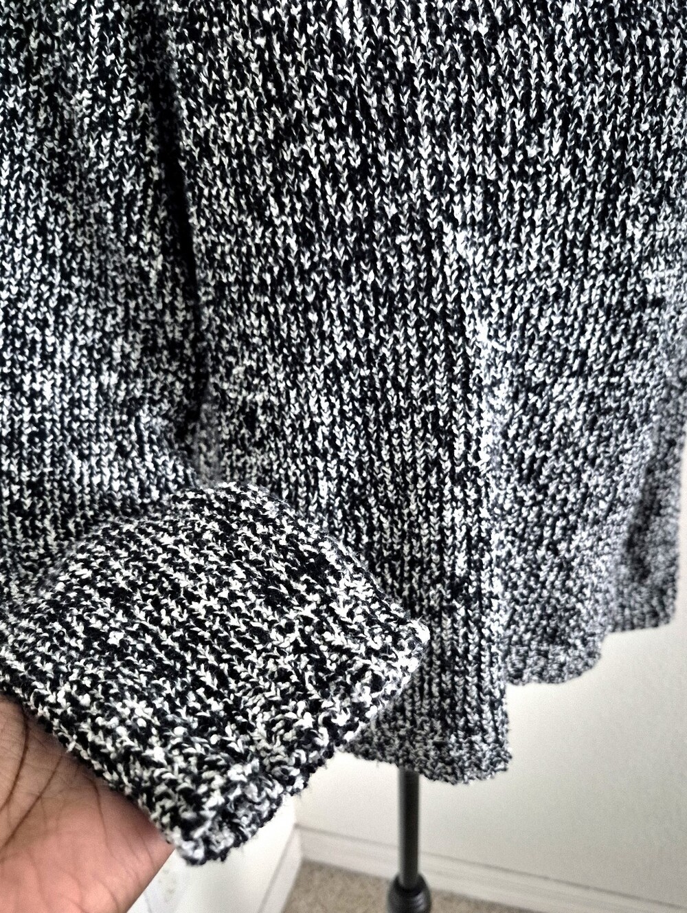 Eileen Fisher Organic Cotton Mock Neck Boxy Sweater L Marled Chunky Knit F19UBT - Picture 8 of 15